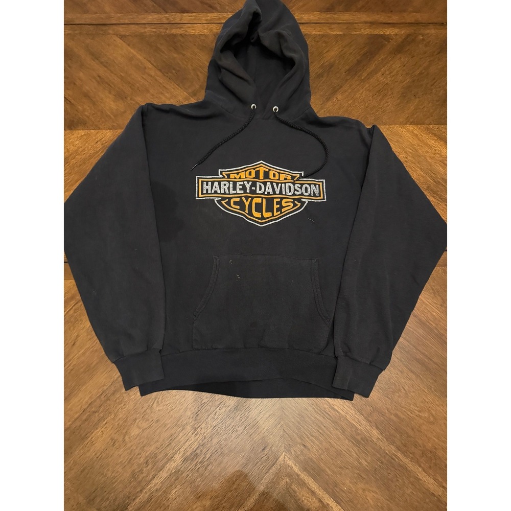 Harley-Davidson Cycles Hoodie Black Hanes ComfortBlend Logo Sweatshirt Medium